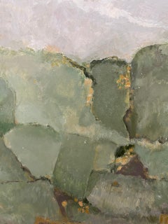 YVETTE DUBOIS-HABASQUE (1929-2016) FRENCH CUBIST ABSTRACT PAINTING - GREEN SHADE