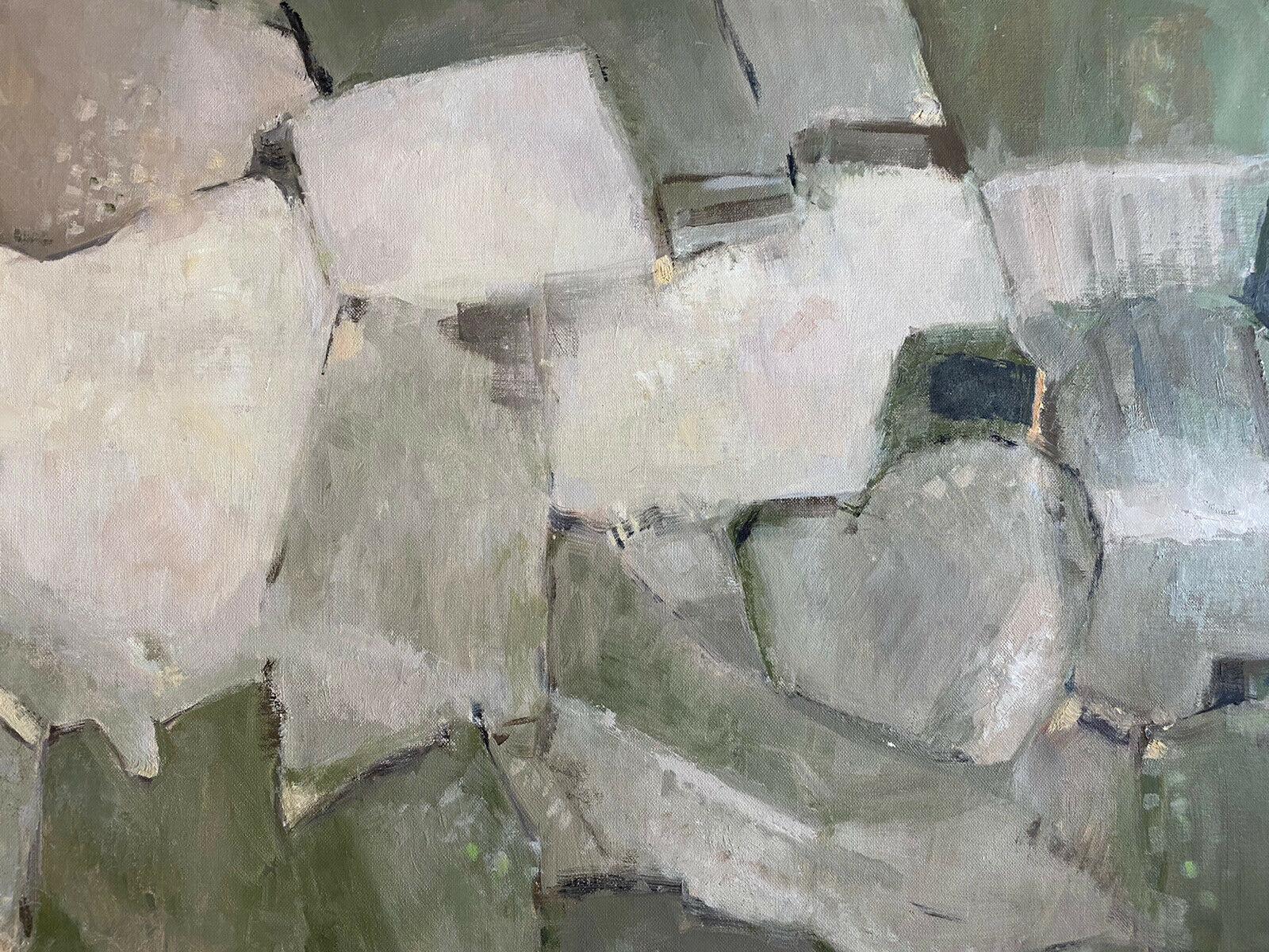 YVETTE DUBOIS-HABASQUE(1992-2016) PINTURA ABSTRACTA CUBISTA FRANCESA VERDE Y GRIS - Painting de Yvette Dubois Habasque