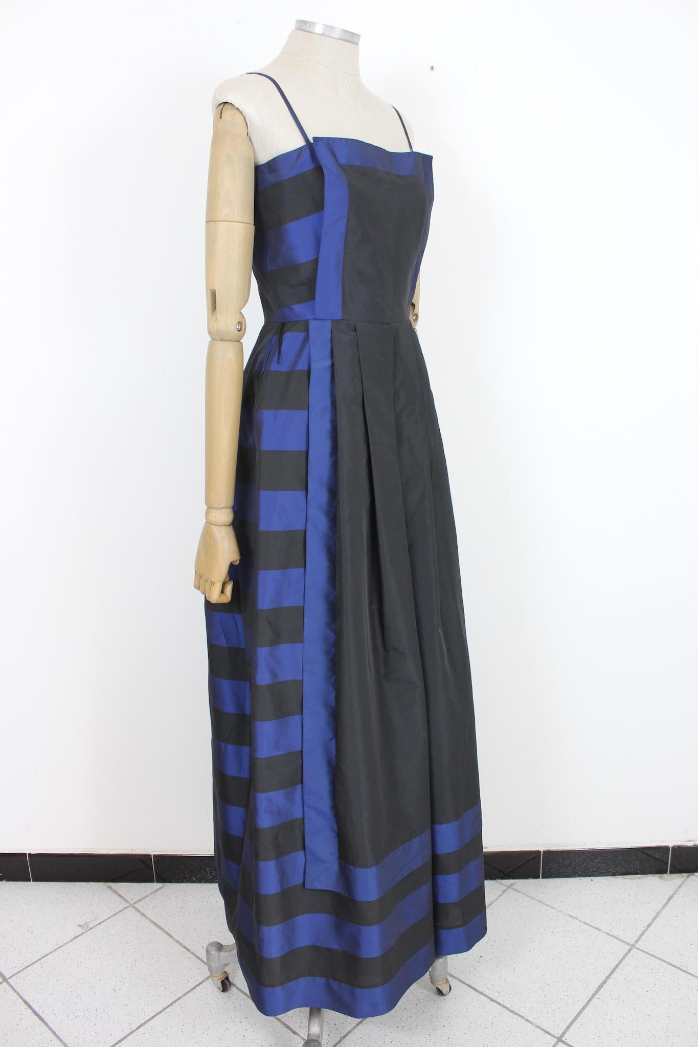 Yvette Paris Evening Blu 70s Long Dress In Excellent Condition For Sale In Brindisi, Bt
