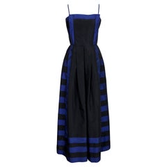 Retro Yvette Paris Evening Blu 70s Long Dress