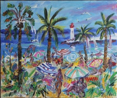 Cros Dei Pin Beach, St. Jean Cap Ferrat, Oil on Canvas, 1990s