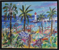 Cros Dei Pin Beach, St. Jean Cap Ferrat, Oil on Canvas, 1990s