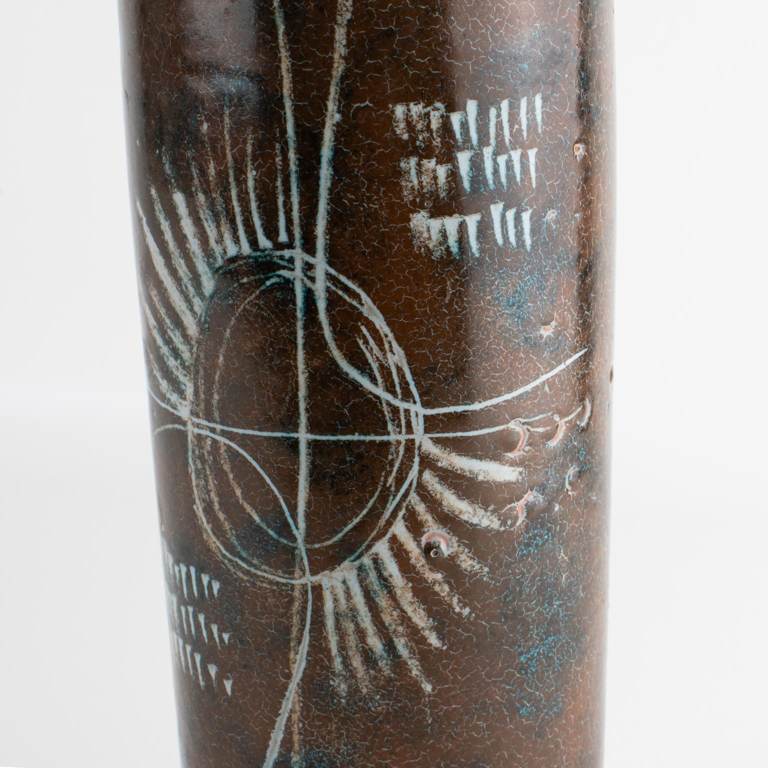 Yvon Roy per Atelier A Montgolfier Vaso in ceramica di terracotta smaltata, 1950 ca. in vendita 3