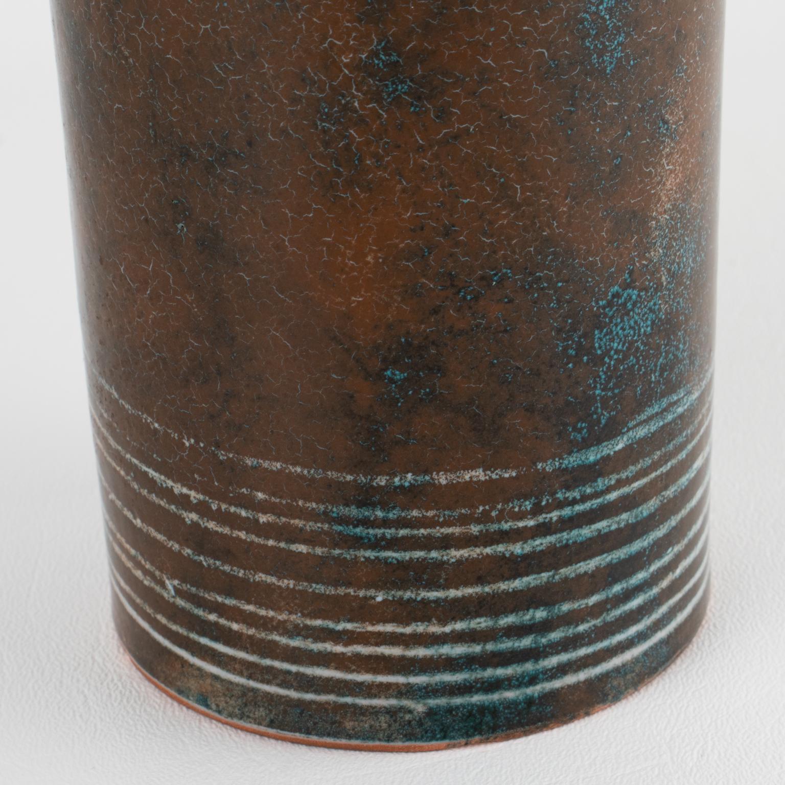 Ceramica Yvon Roy per Atelier A Montgolfier Vaso in ceramica di terracotta smaltata, 1950 ca. in vendita