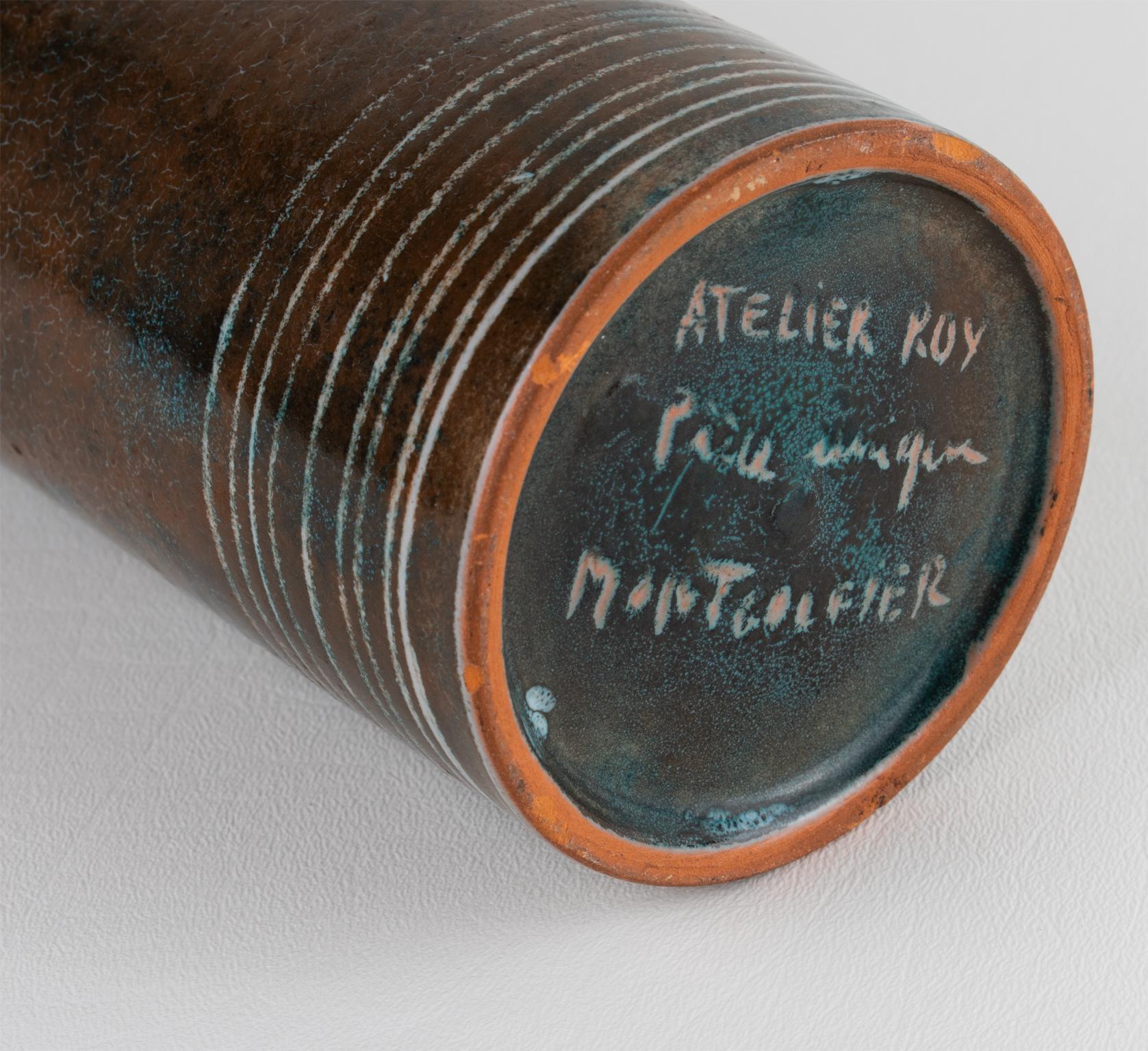 Yvon Roy per Atelier A Montgolfier Vaso in ceramica di terracotta smaltata, 1950 ca. in vendita 2