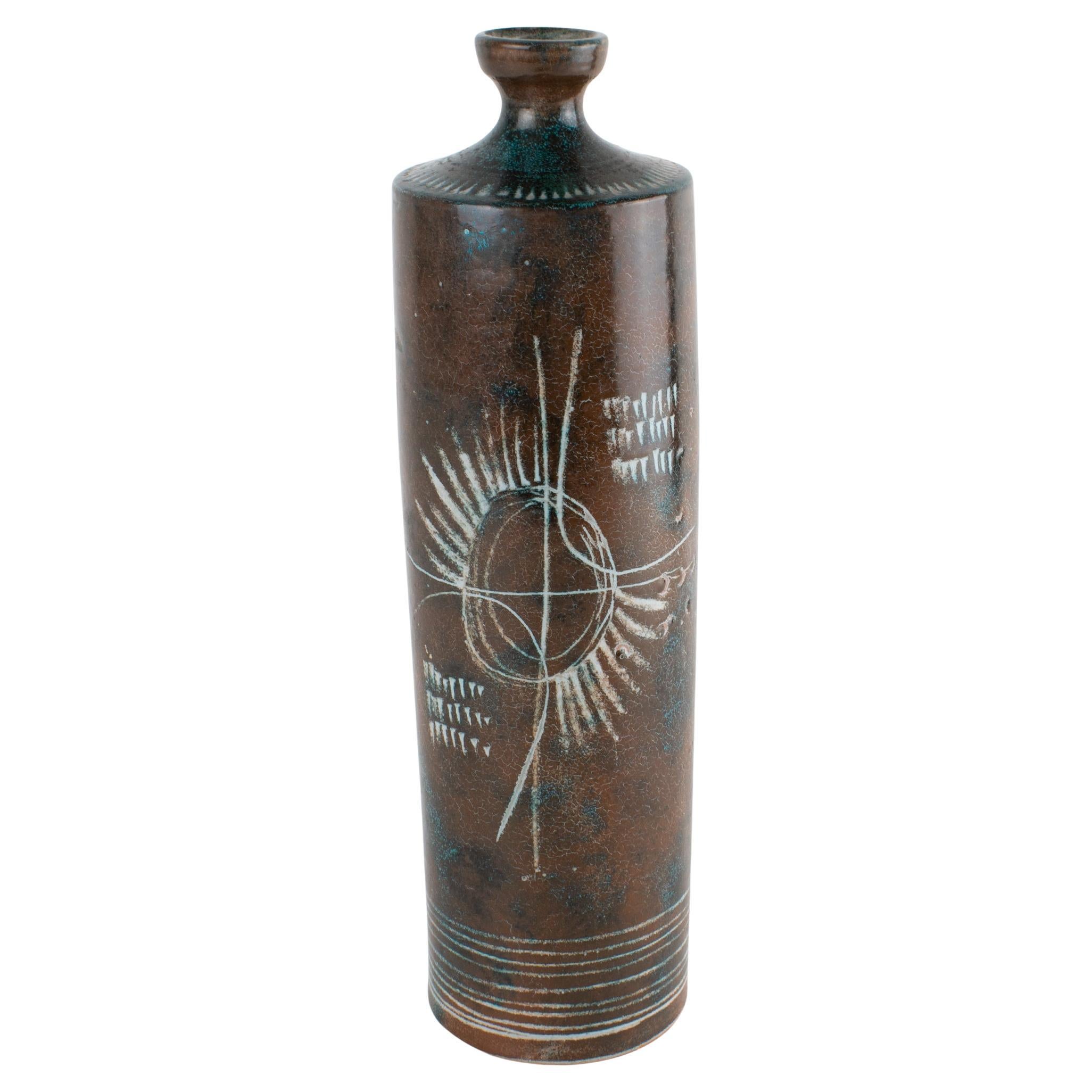 Yvon Roy per Atelier A Montgolfier Vaso in ceramica di terracotta smaltata, 1950 ca. in vendita