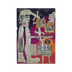 1975 Beautiful gouache by Yvon Taillandier on a newspaper