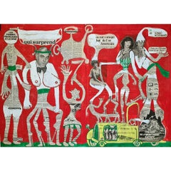 1979 Original painting on newspaper Les femmes françaises et le sexe