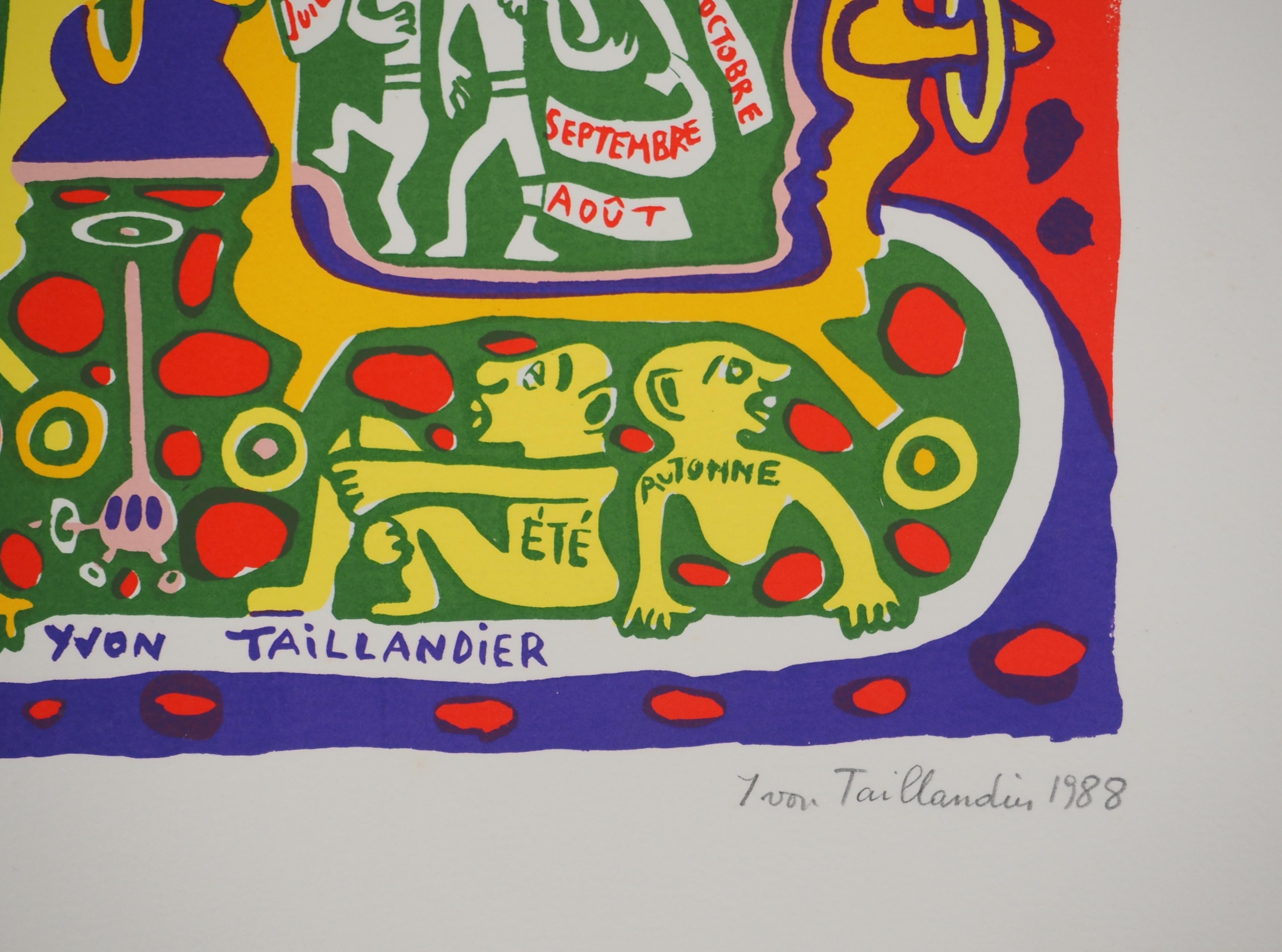 Four Seasons 1988 - Serigrafia originale firmata a mano - Print di Yvon Taillandier