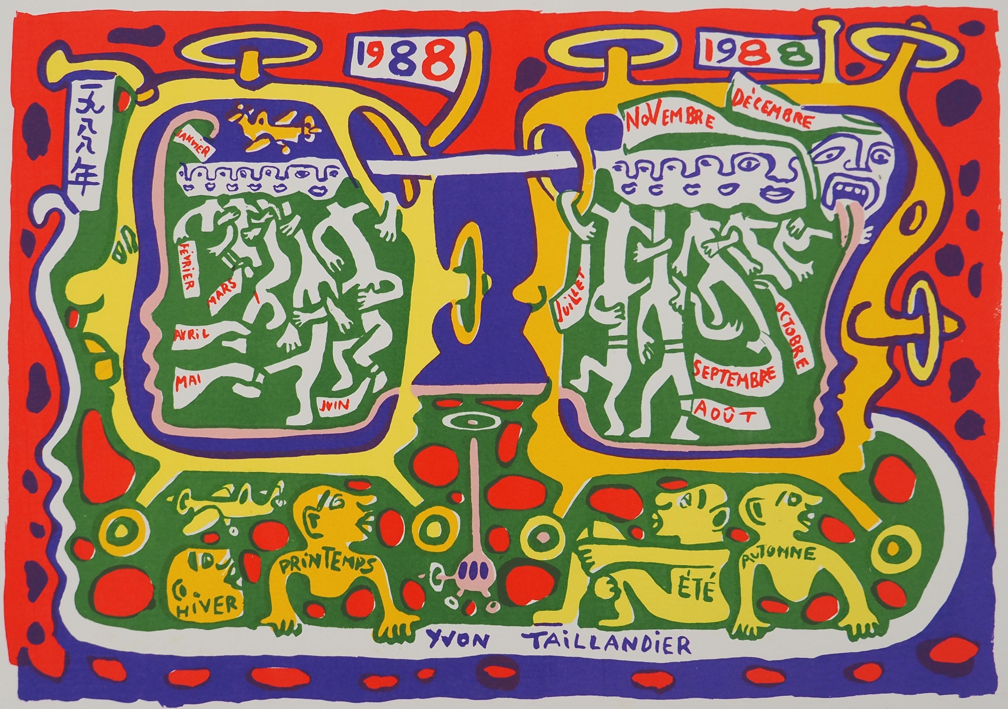 Four Seasons 1988 - Serigrafia originale firmata a mano - Print Street Art di Yvon Taillandier