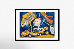 Original painting by Yvon Taillandier - Chez Joel Bar Restaurant Ivry