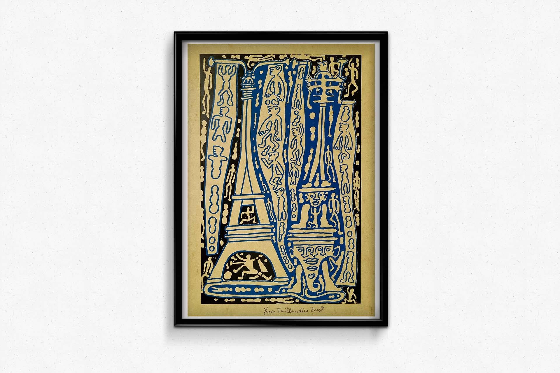 Original-Serigrafie von Yvon Taillandier, die den Eiffelturm darstellt - Abstrakt im Angebot 3