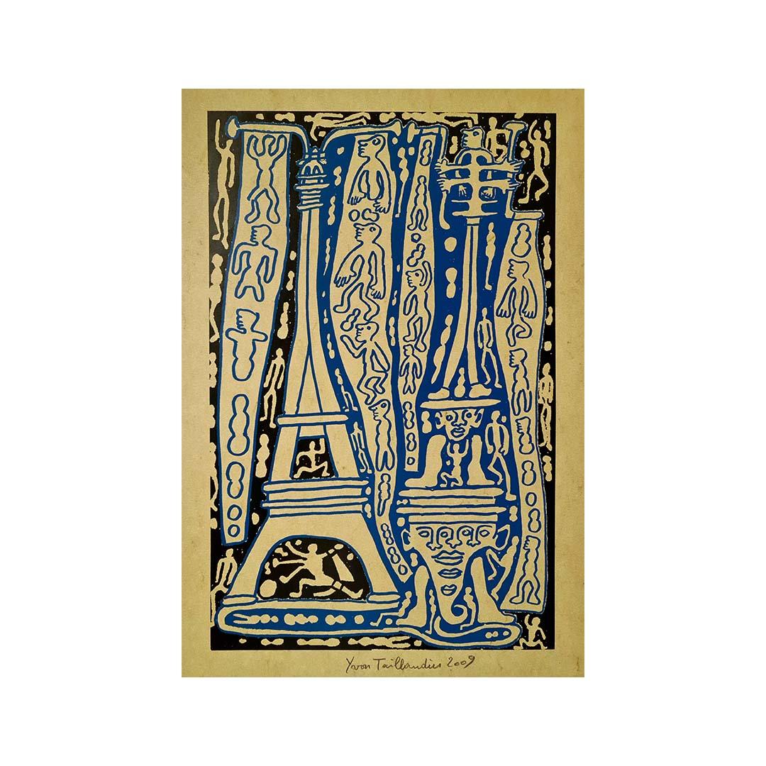 Original-Serigrafie von Yvon Taillandier, die den Eiffelturm darstellt.

Das Werk von Yvon Taillandier ist figurativ, heterogen, vielfarbig, stets erzählerisch und schafft mit seinen Figuren und Ereignissen eine imaginäre Welt. Als Erfinder des