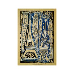 serigraphie originale de Yvon Taillandier représentant la Tour Eiffel - abstrait