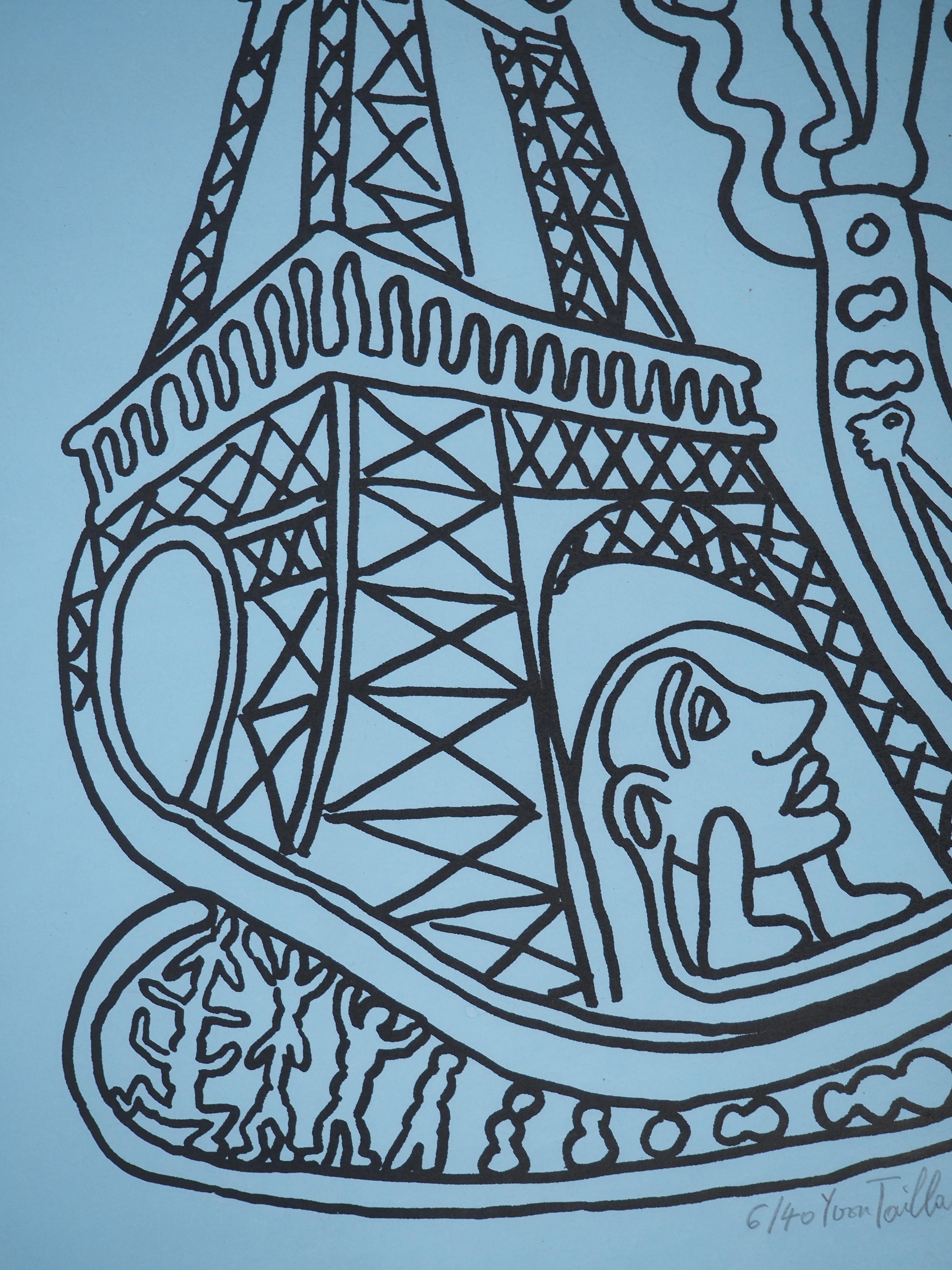 Paris, The Black Eiffel Tower - Original Handsigned Screen Print For Sale 2