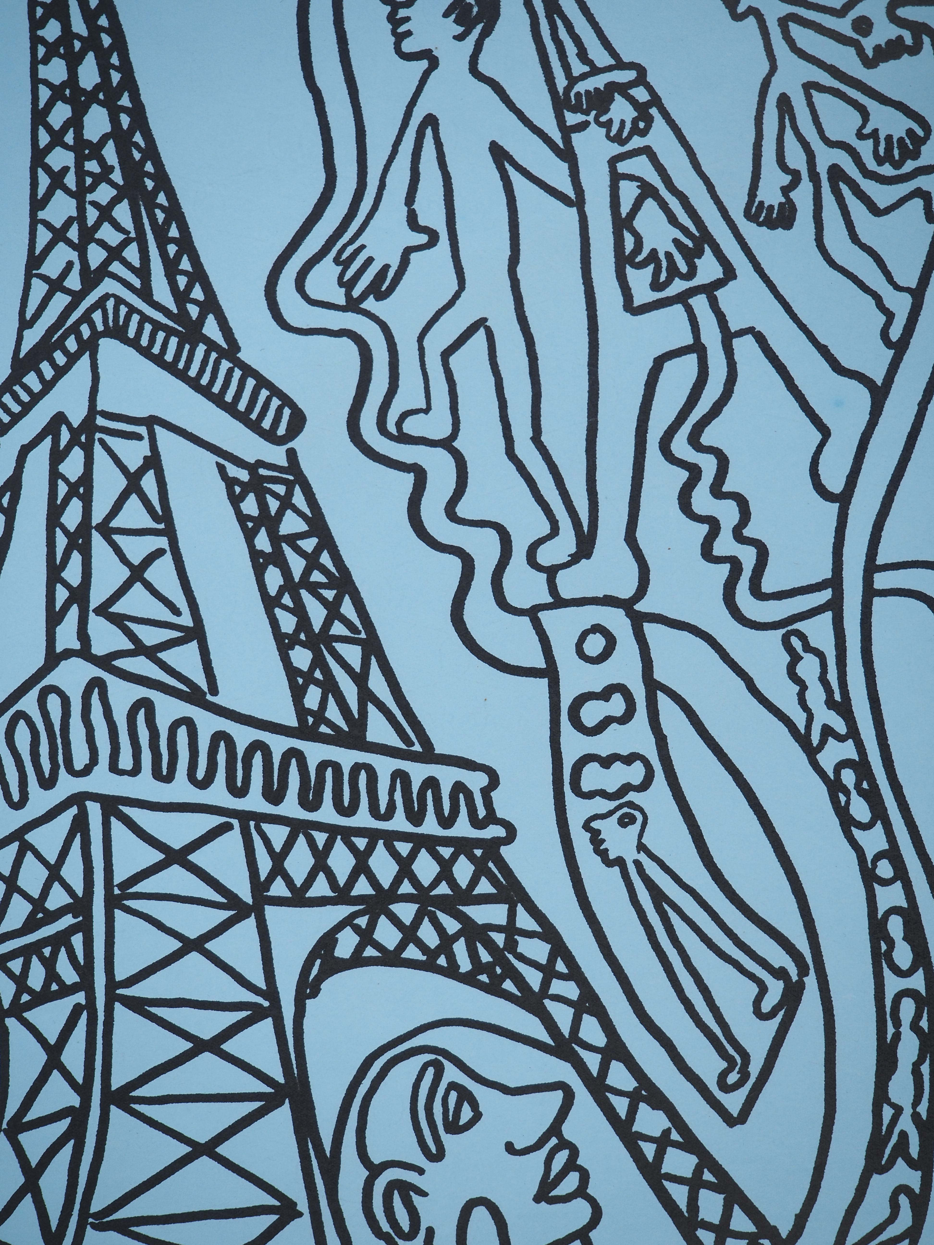 Paris, The Black Eiffel Tower - Original Handsigned Screen Print For Sale 4