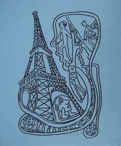 Paris, The Black Eiffel Tower - Original Handsigned Screen Print