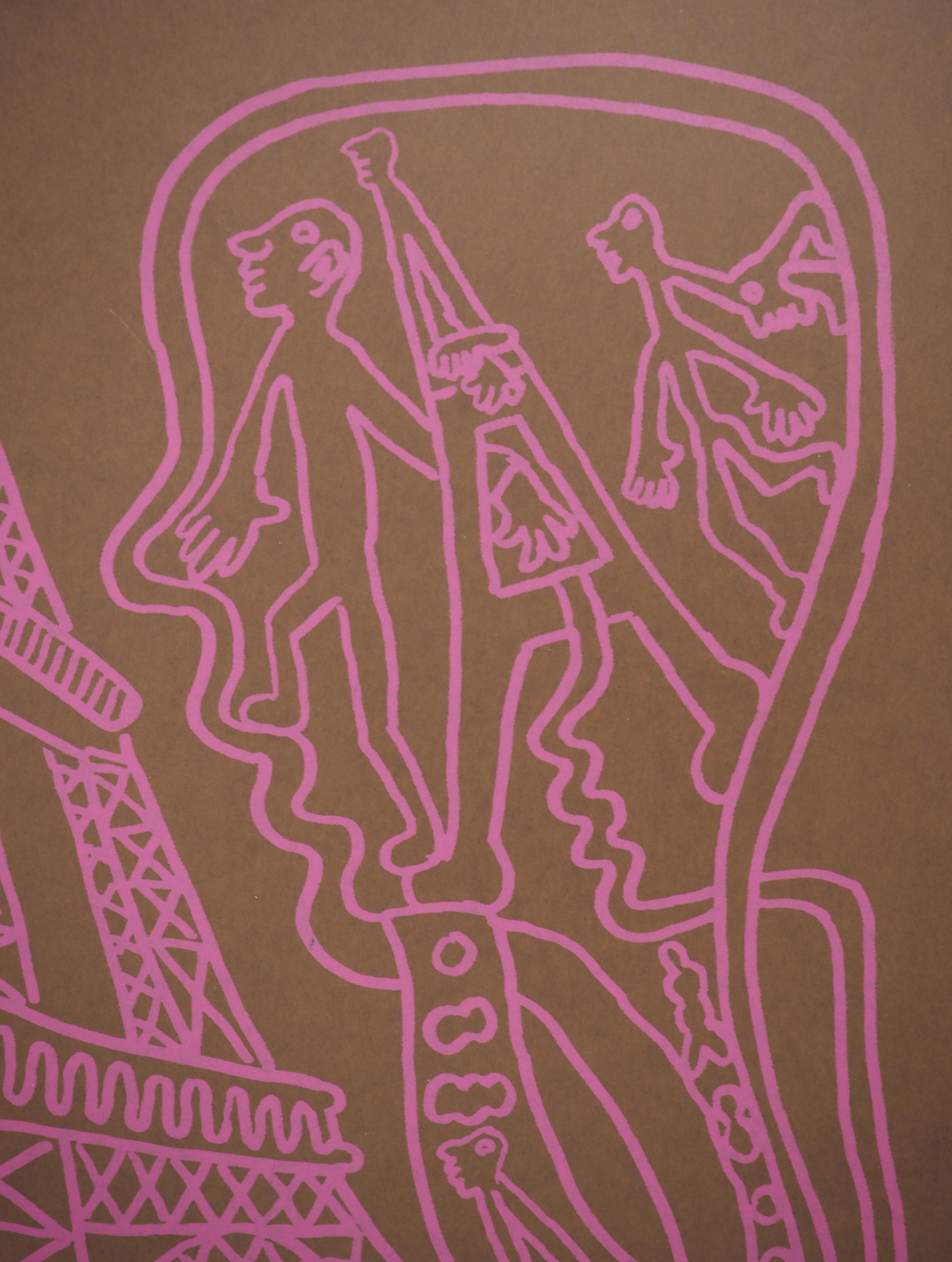 Parigi, la Torre Eiffel rosa - Serigrafia originale firmata a mano - Print Street Art di Yvon Taillandier