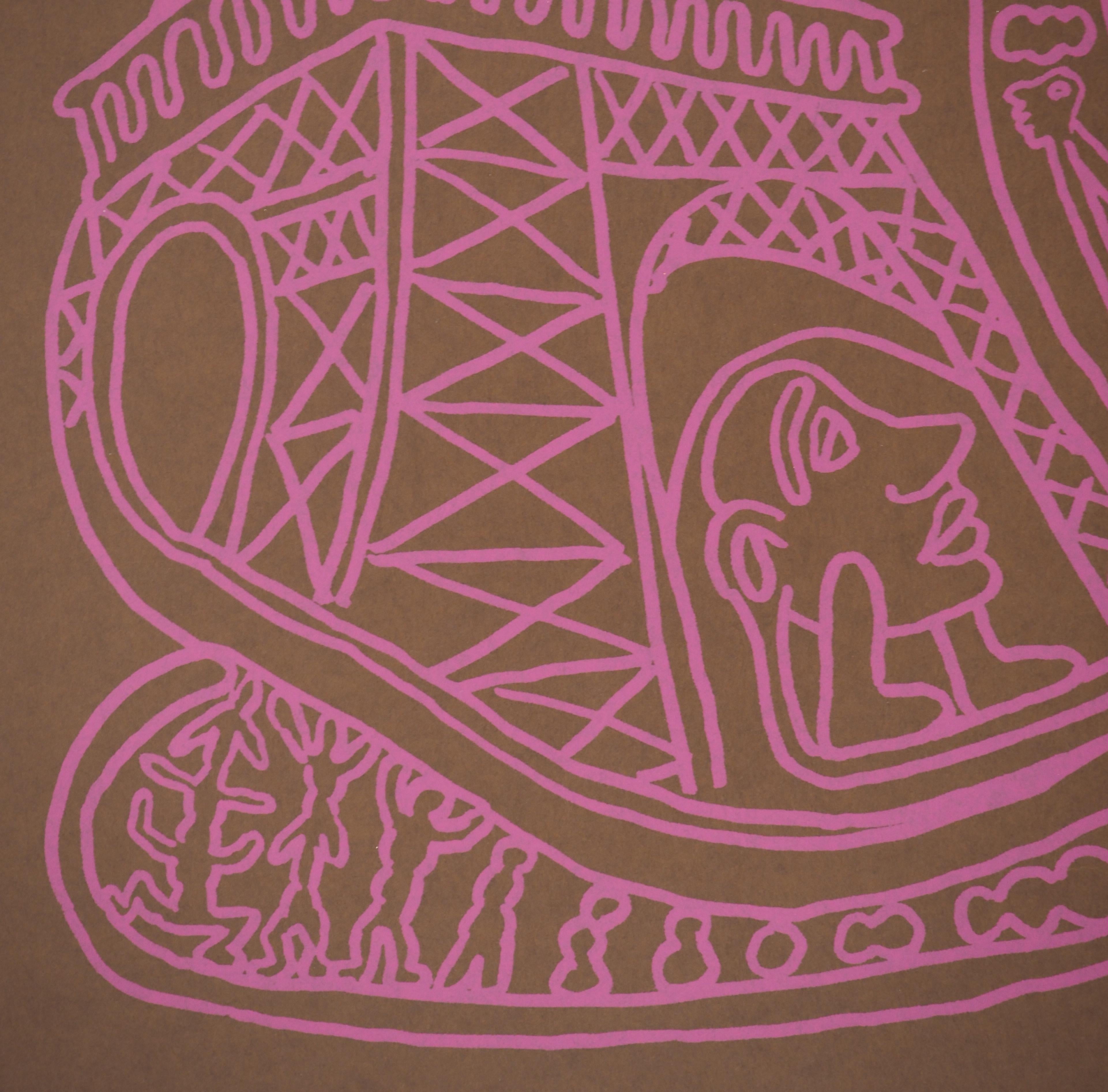 Parigi, la Torre Eiffel rosa - Serigrafia originale firmata a mano in vendita 1