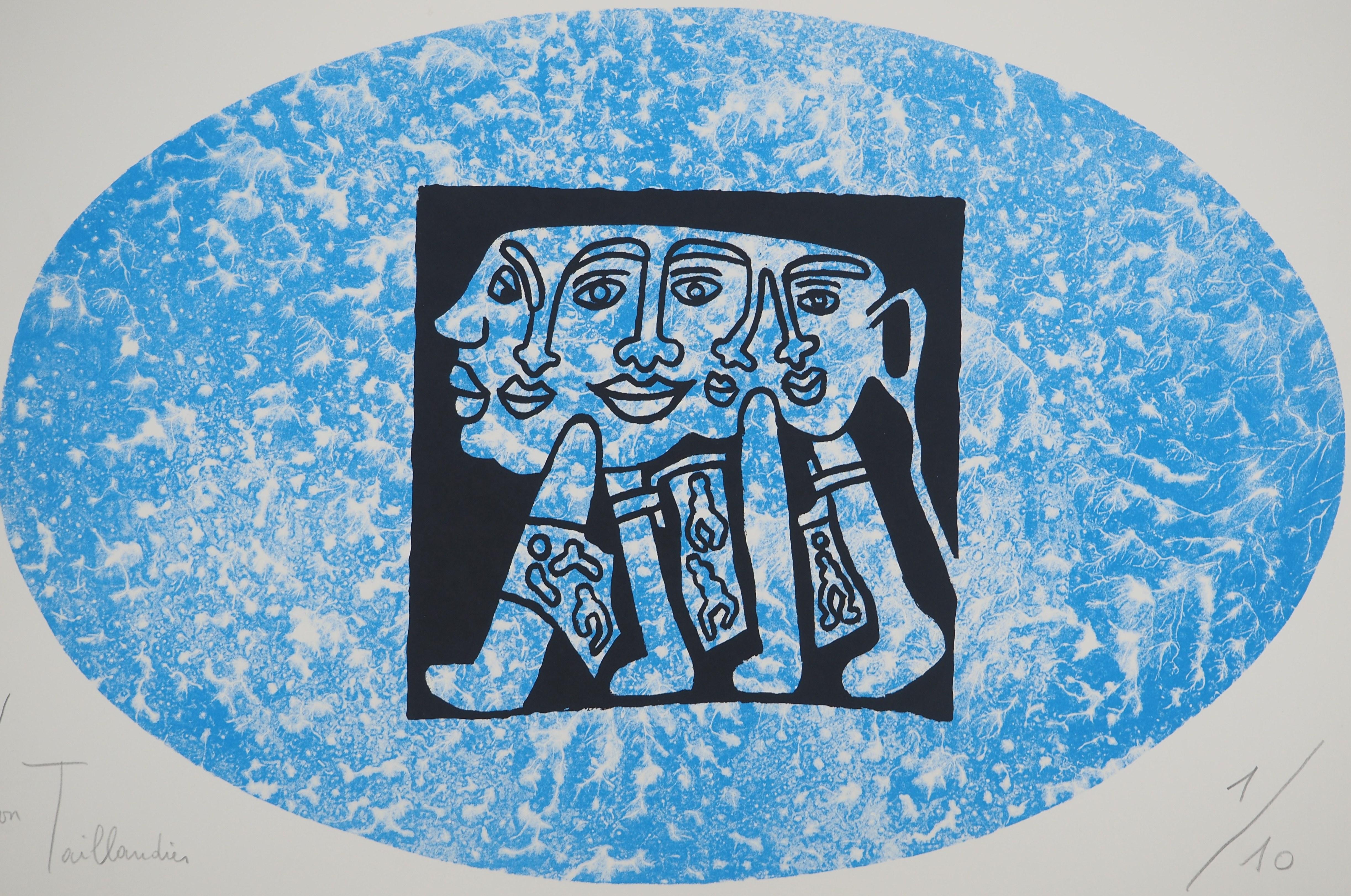 Der Katzenbuckel in einem Oval - Original handsignierter Siebdruck (Moderne), Print, von Yvon Taillandier