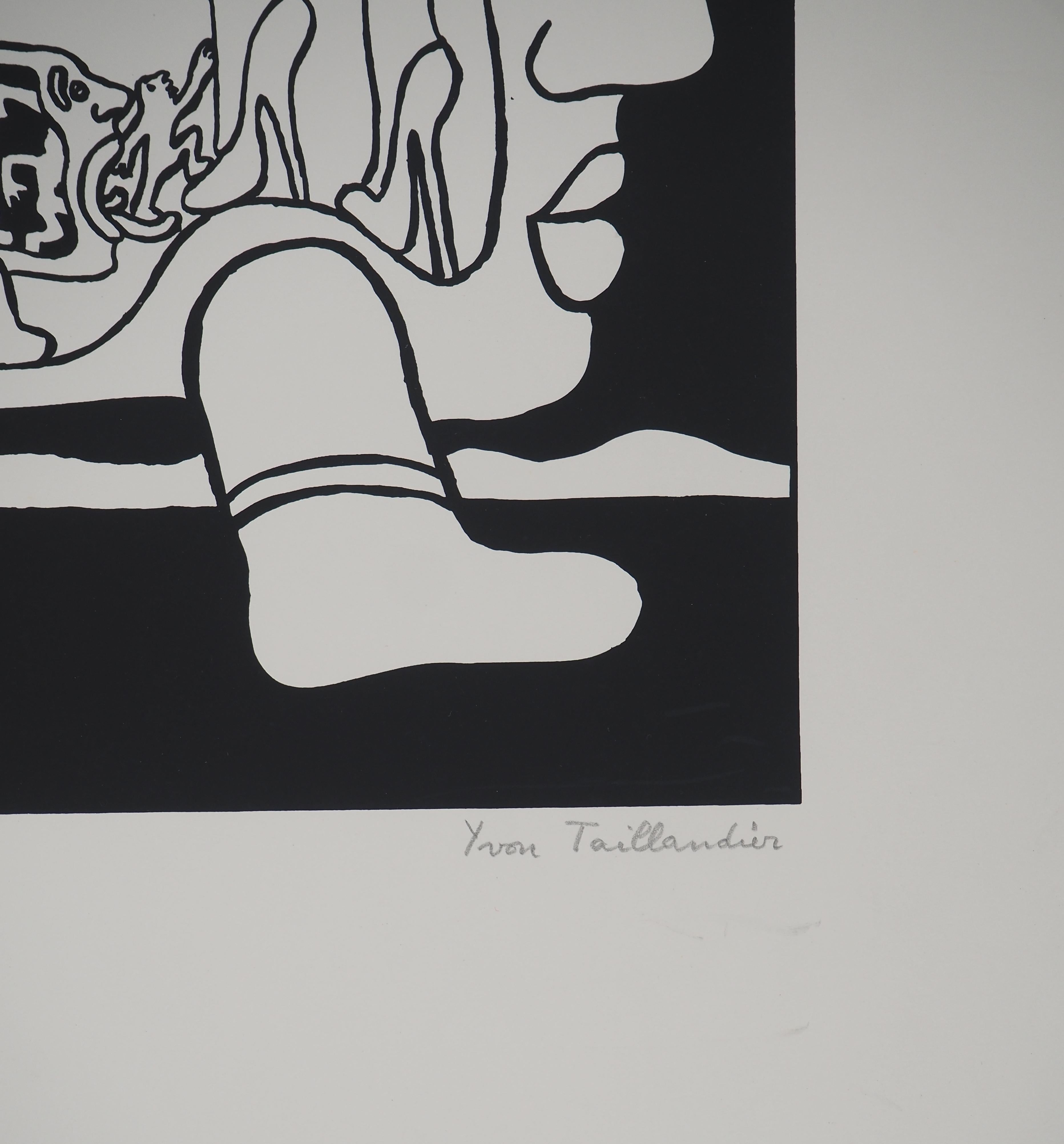 Der riesige Catitipede - Original handsignierter Siebdruck – Print von Yvon Taillandier