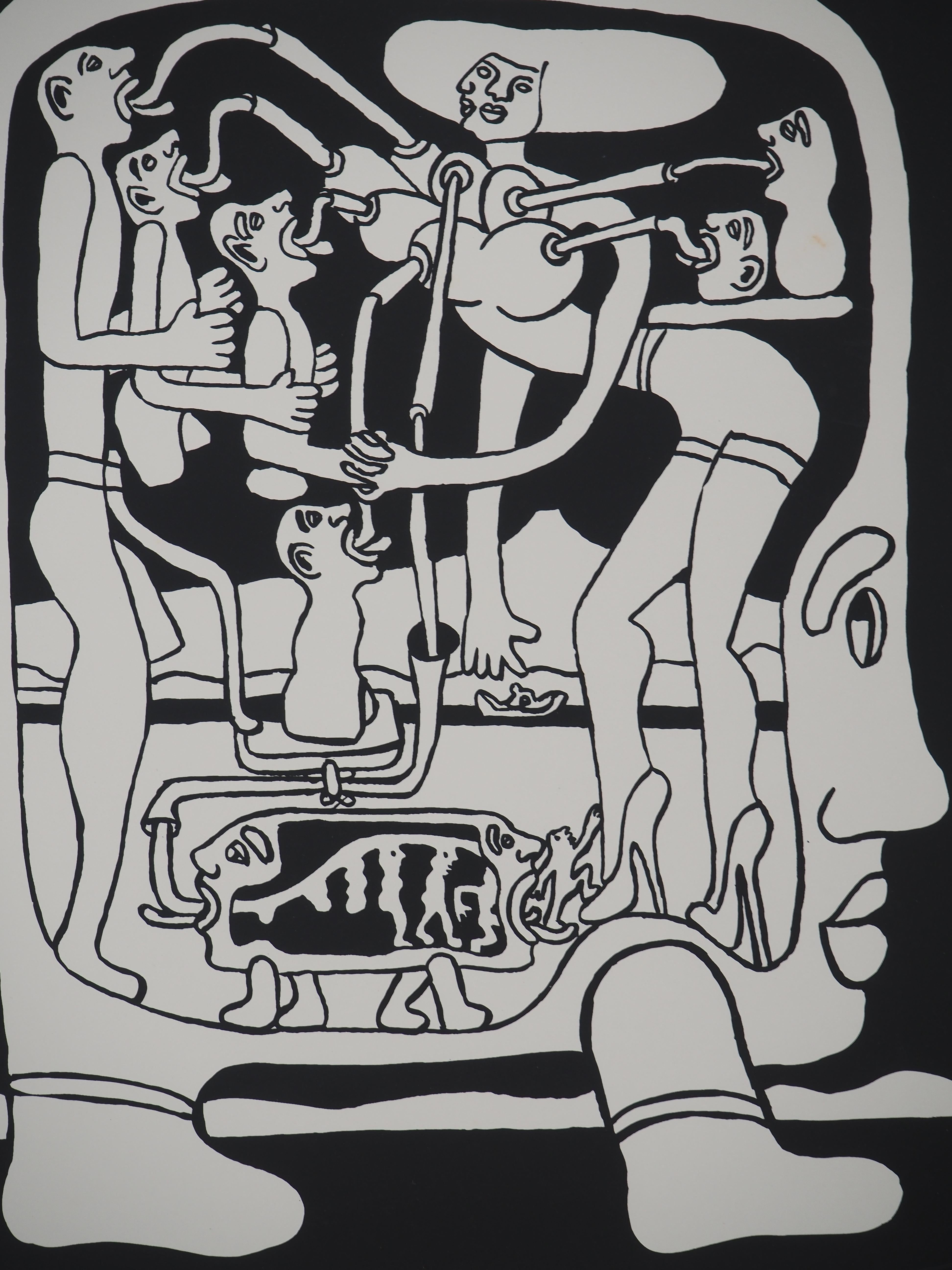 Der riesige Catitipede - Original handsignierter Siebdruck (Moderne), Print, von Yvon Taillandier