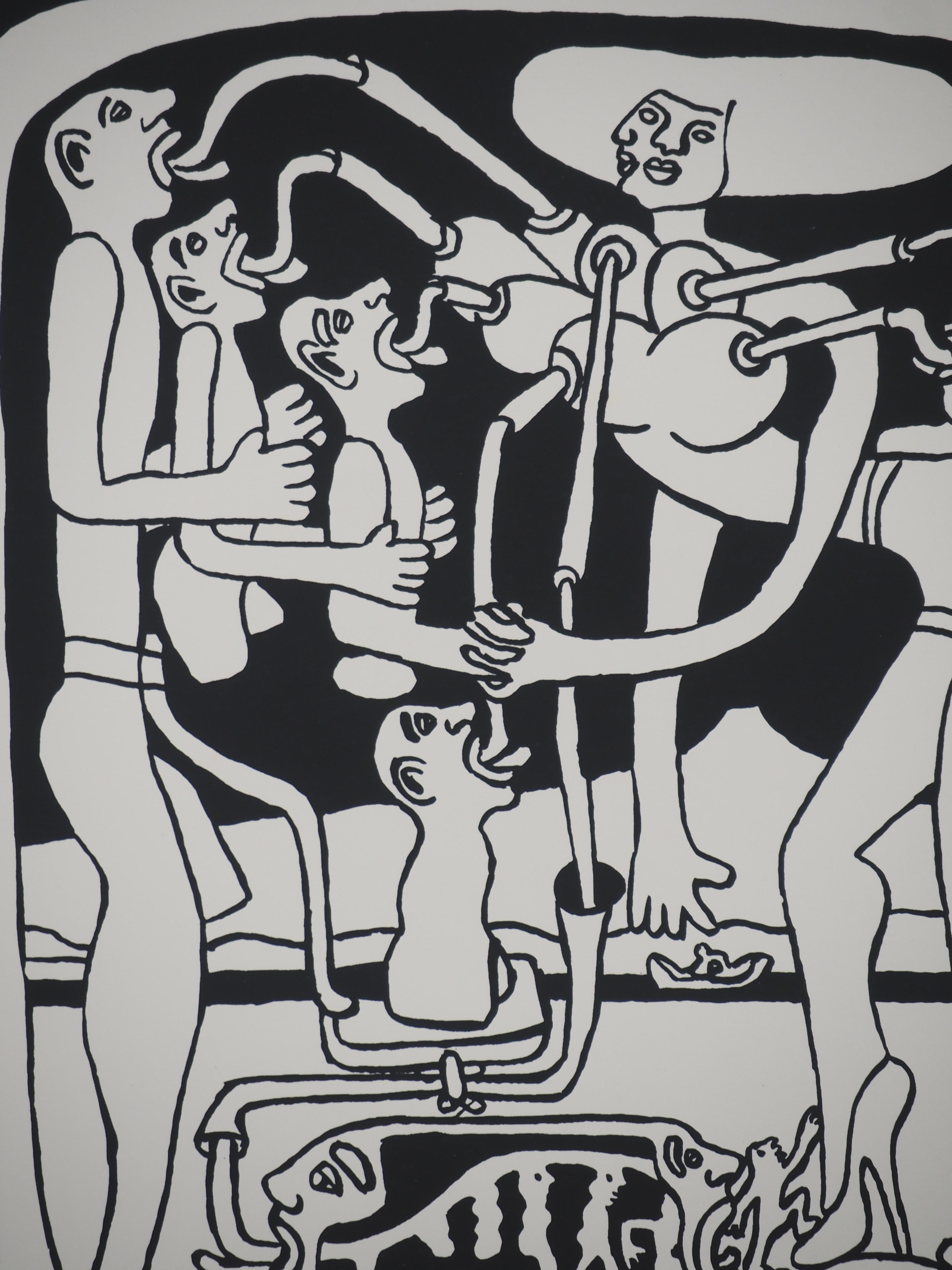 Der riesige Catitipede - Original handsignierter Siebdruck (Grau), Figurative Print, von Yvon Taillandier