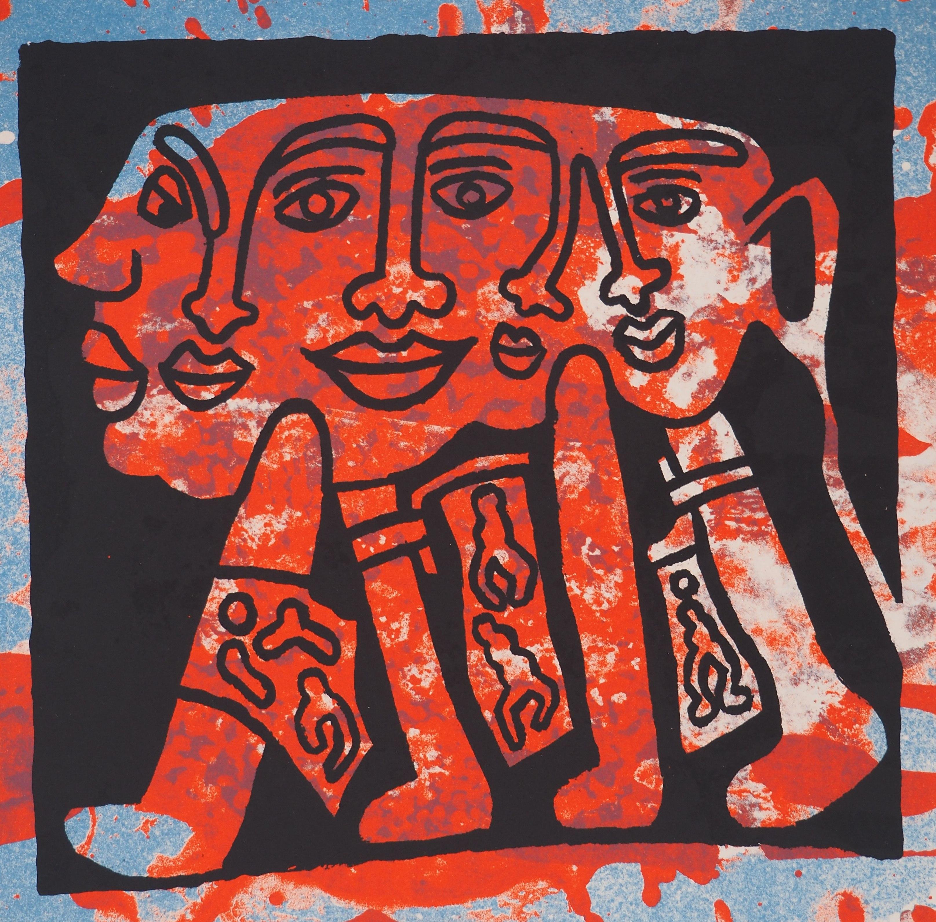 The Red Catitipède - Serigrafia originale firmata a mano - Figurative Print Grigio di Yvon Taillandier