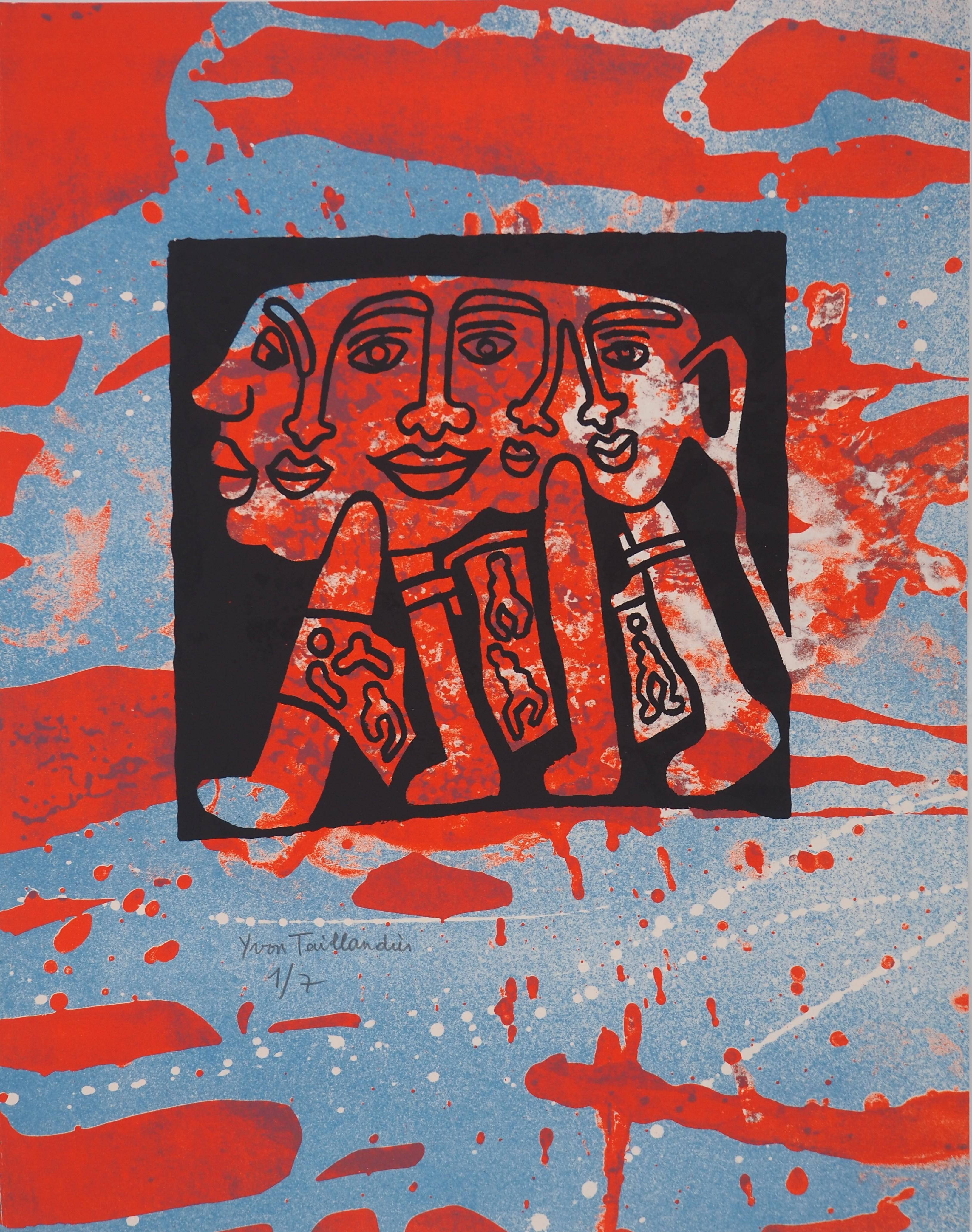 Figurative Print di Yvon Taillandier - The Red Catitipède - Serigrafia originale firmata a mano