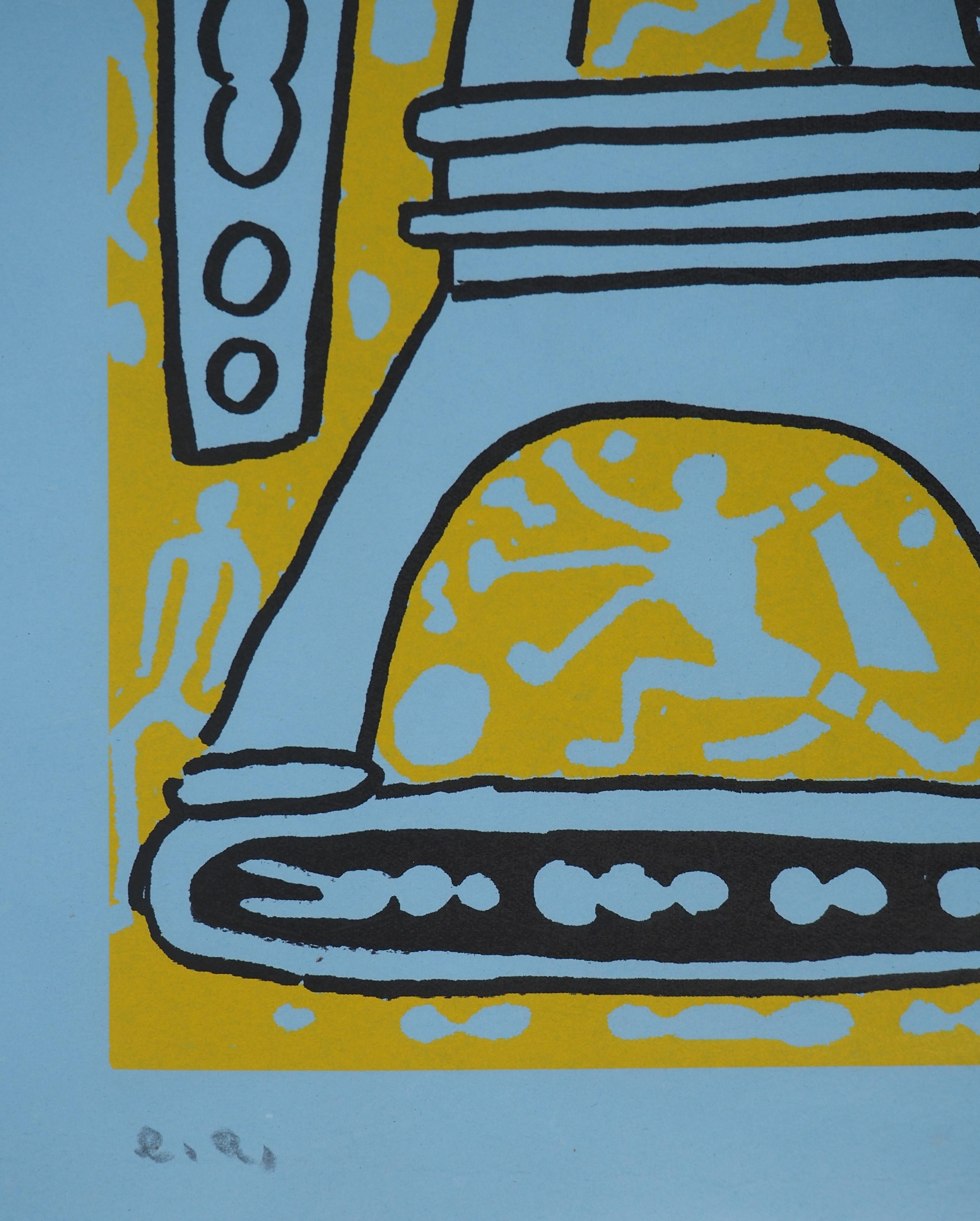 The Yellow Catitipède from Paris - Original Handsigned Screen Print For Sale 3