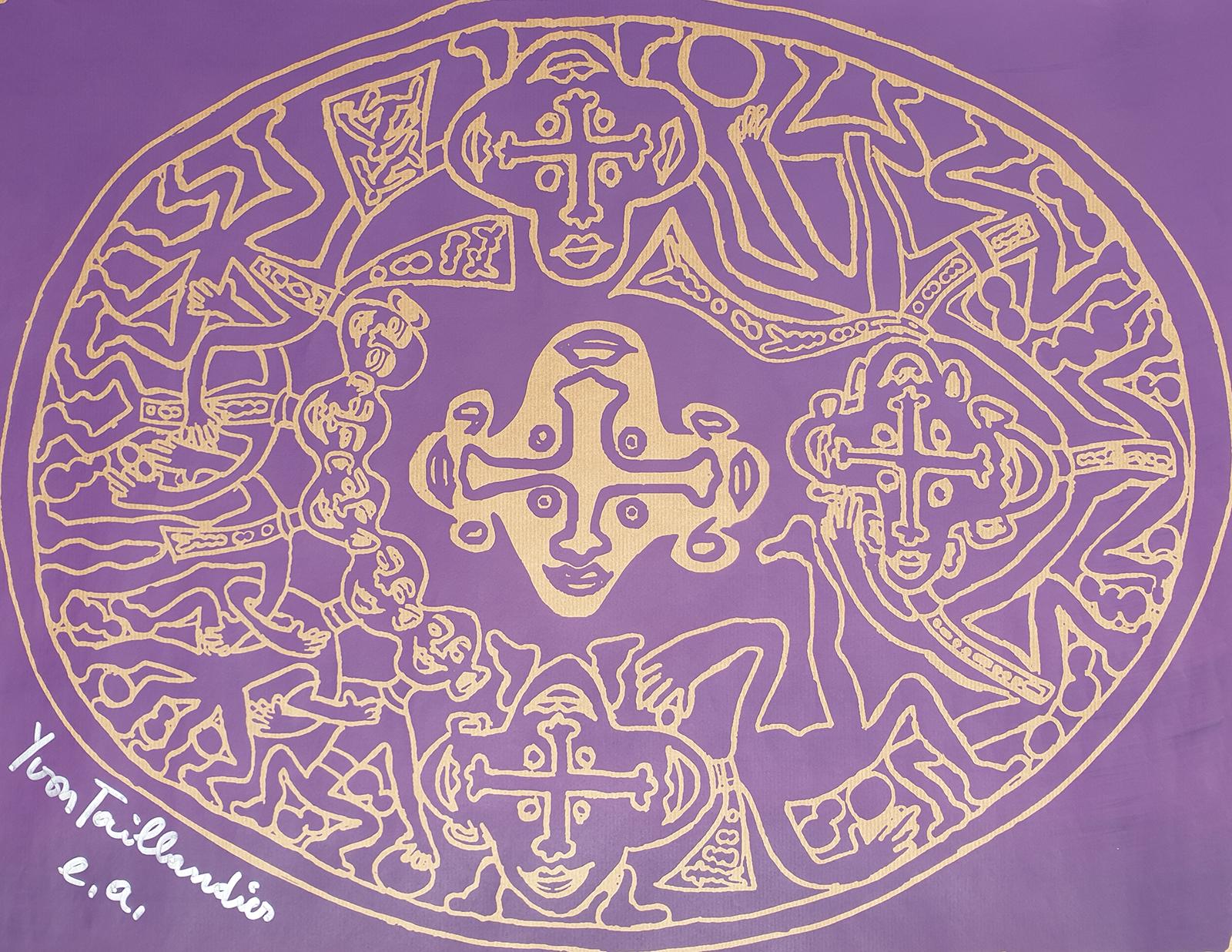 YVON TAILLANDIER « violet tribal » - Print de Yvon Taillandier