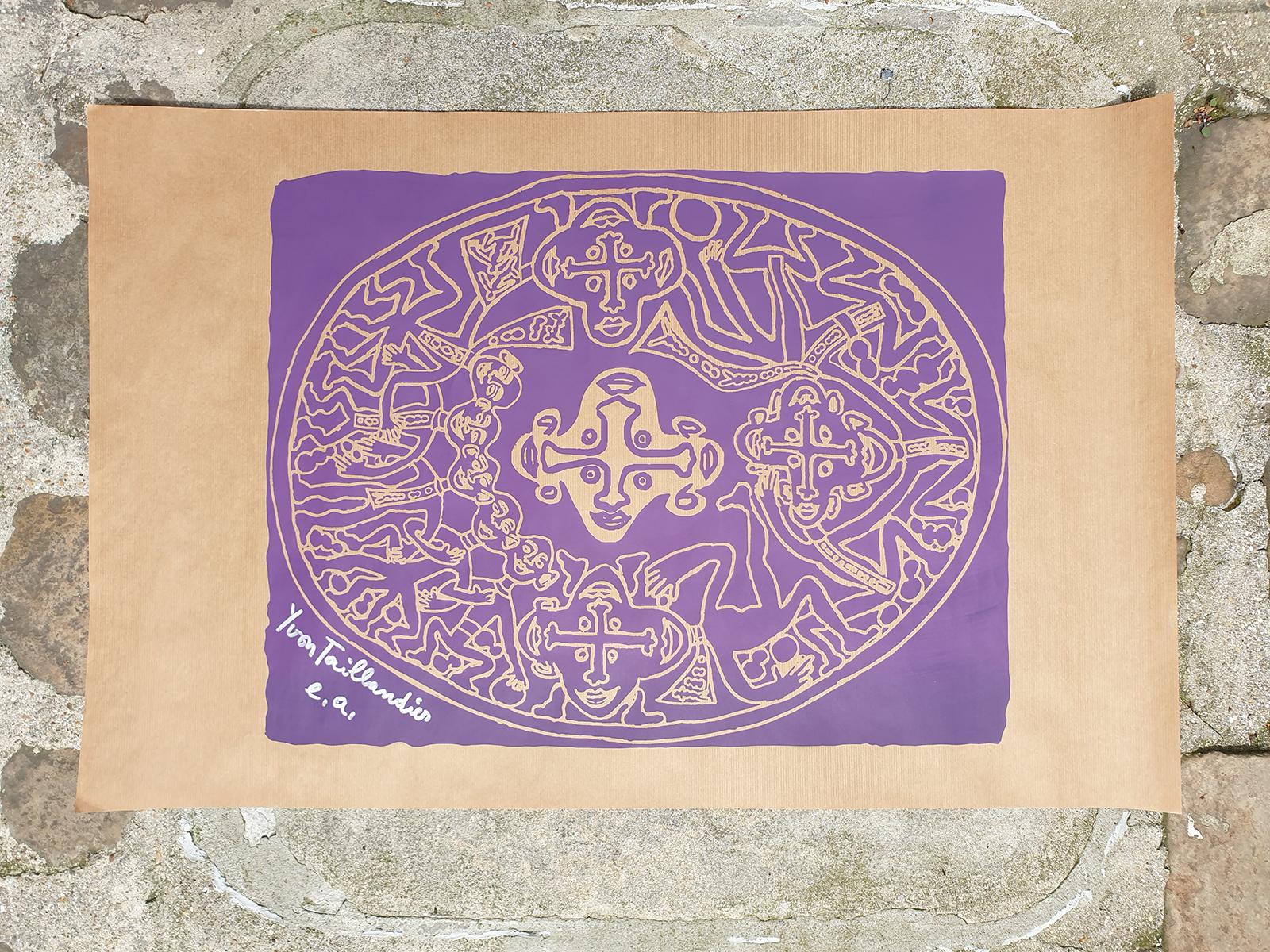 Abstract Print Yvon Taillandier - YVON TAILLANDIER « violet tribal »