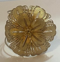 Yvone Christa Delicately "Bursting Floral" Sterling Based, Gold Overlay Cuff