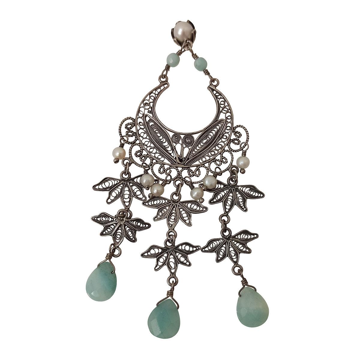 Beautiful earrings by Yvone Christa NY
925 Silver filigree
Mint green faceted elements
Beads
Length cm 10 (3,93 inches)
Triple pendant
Worldwide express shipping included in the price !