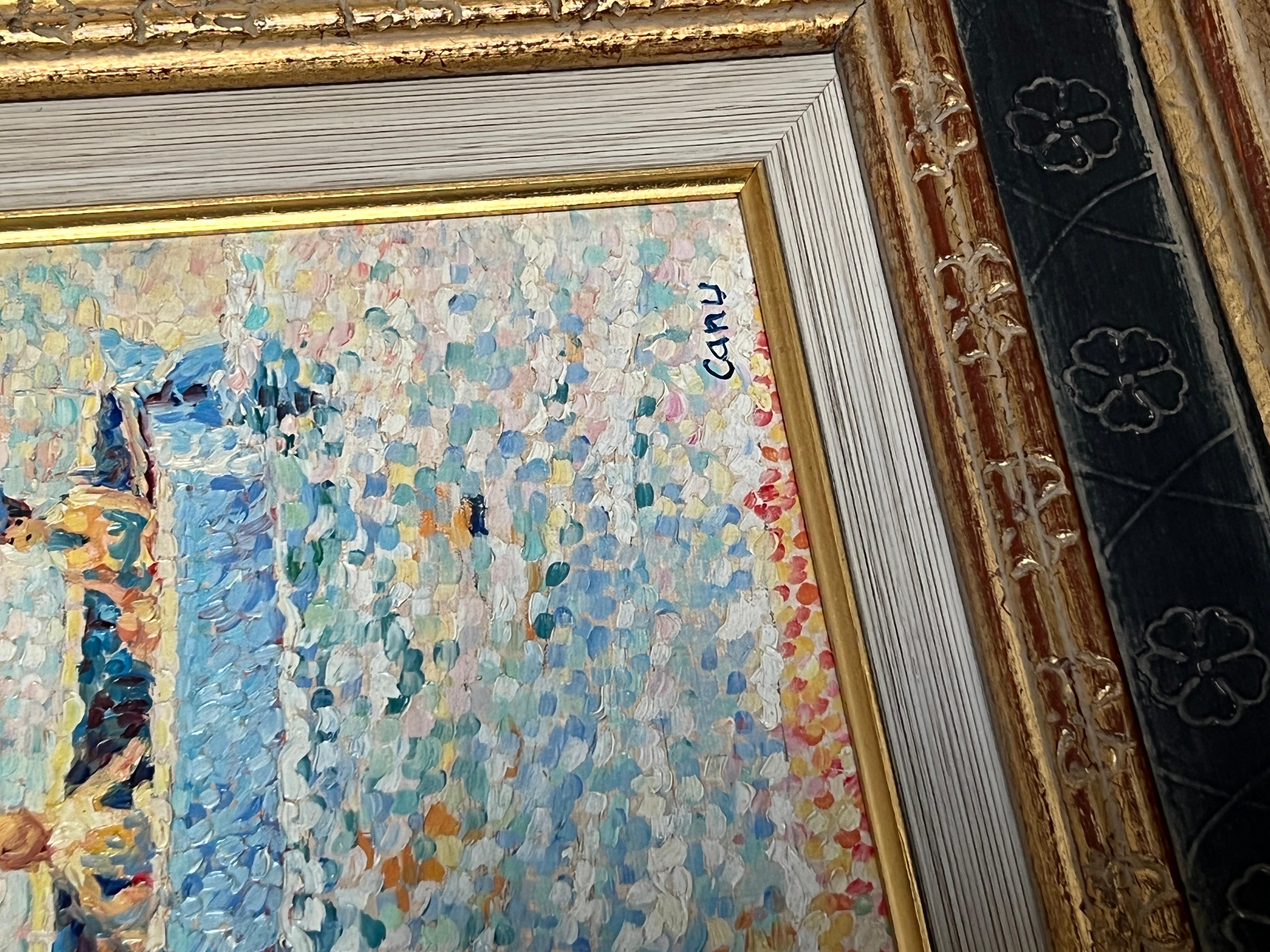 Yvonne Canu “Les Regates” French Pointillist Impressionist School Harbor Oil For Sale 1
