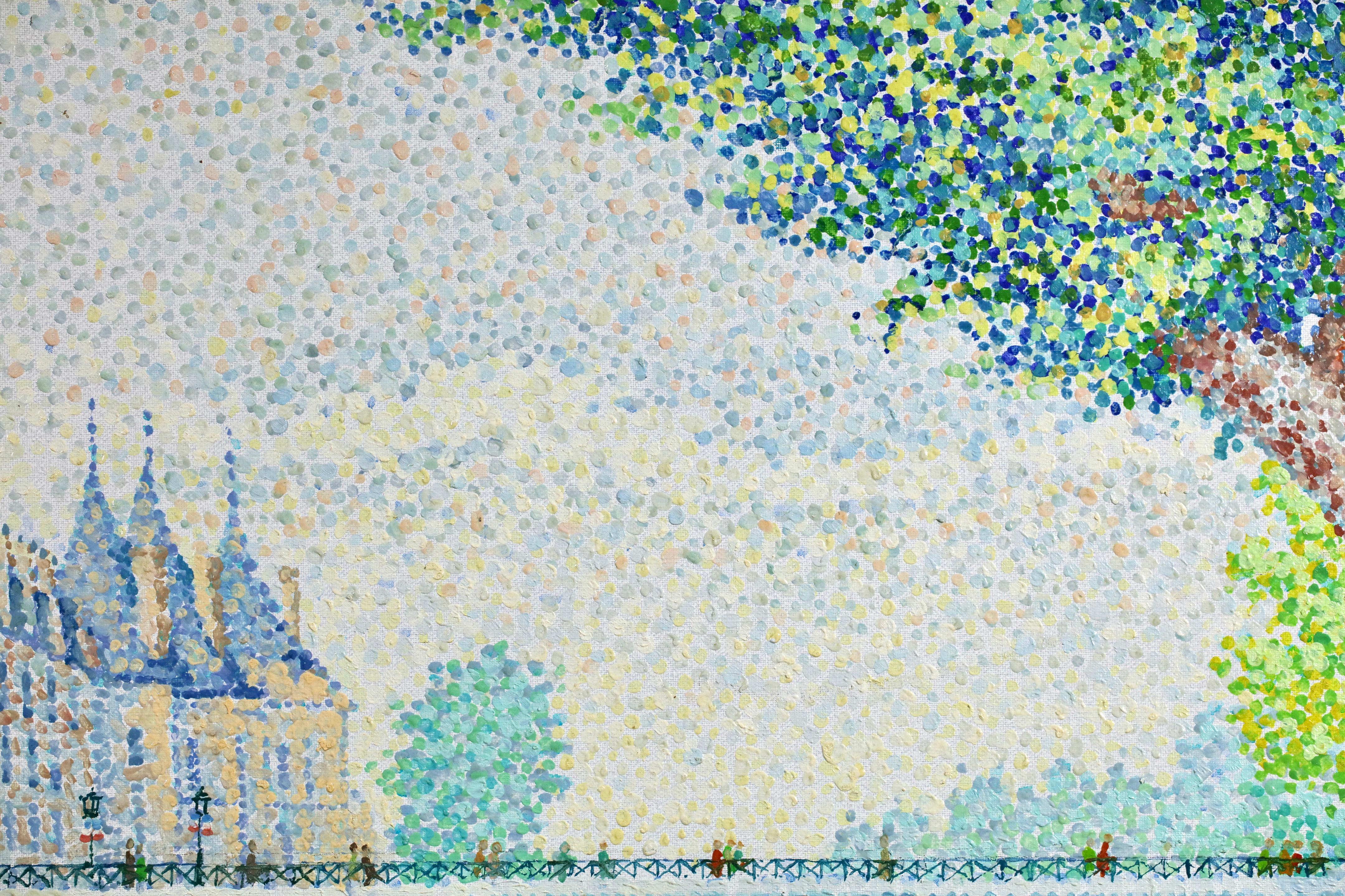 La Conciergerie - Paisaje fluvial puntillista neoimpresionista Óleo de Yvonne Canu en venta 9