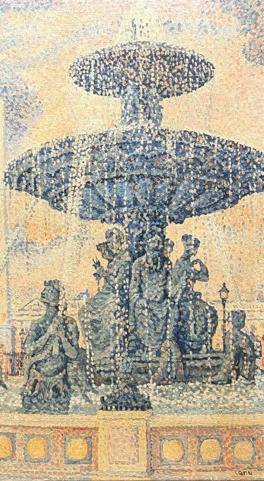 'La Fontaine de Neptune a Paris' - The Fountain of Neptune in Paris Yvonne Canu For Sale 4