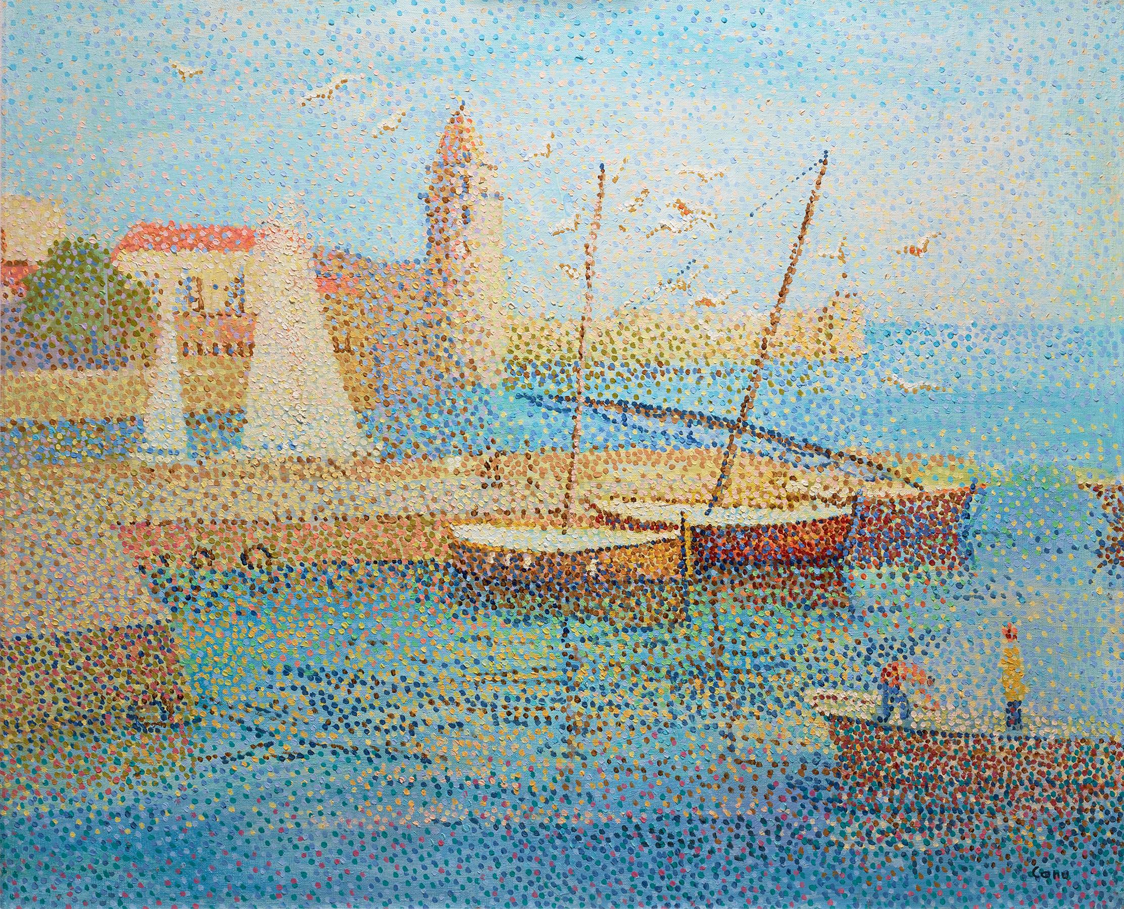 Le Port de Collioure - Pointillist Painting by Yvonne Canu