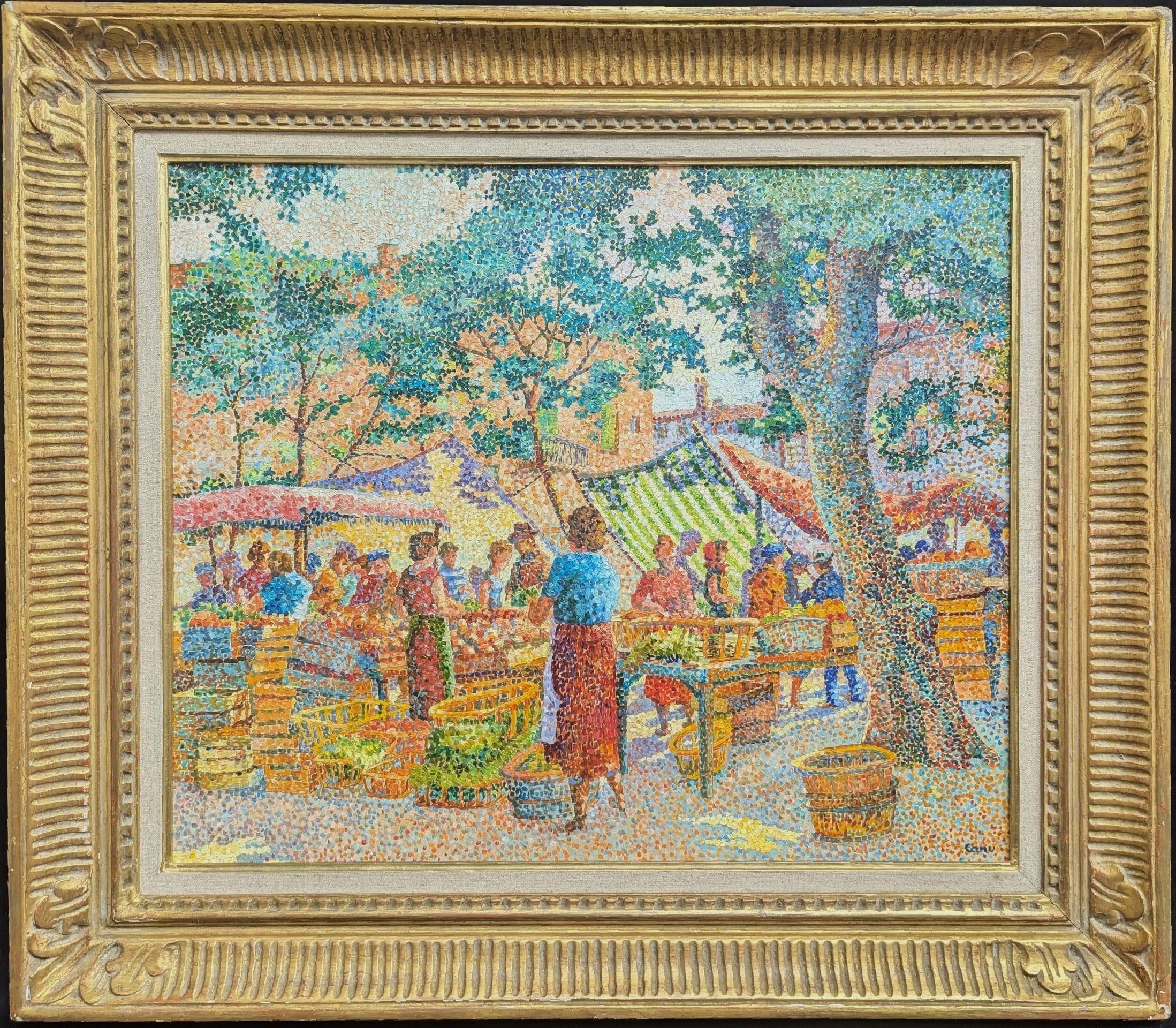 Marché de Provence - Un mercado en Provenza - Painting de Yvonne Canu