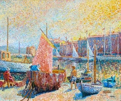 Sailboats in Saint Tropez French Oil Painting