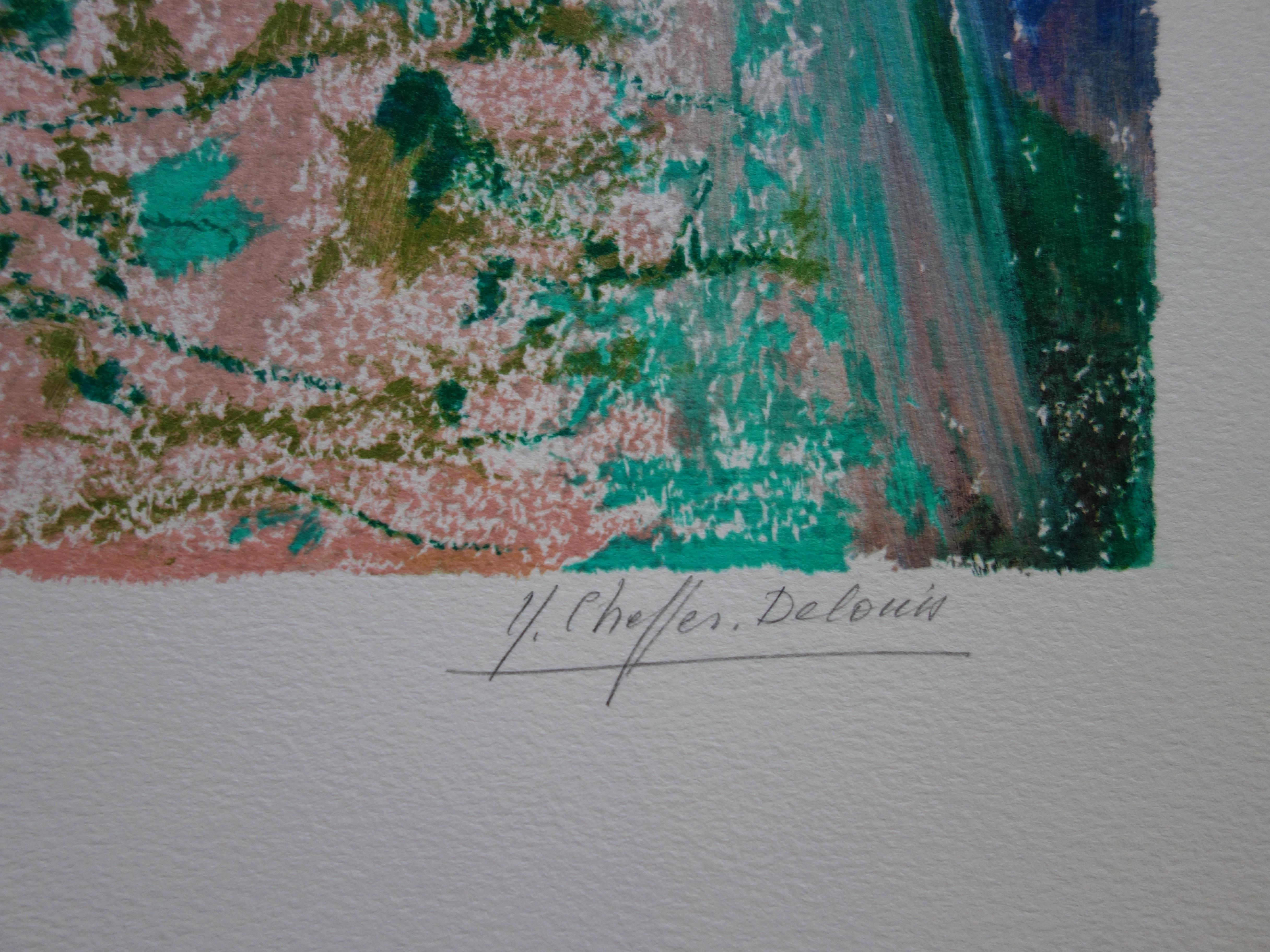 Still Life with Hat - Original Handsigned Lithograph - Print by Yvonne Cheffer Delouis