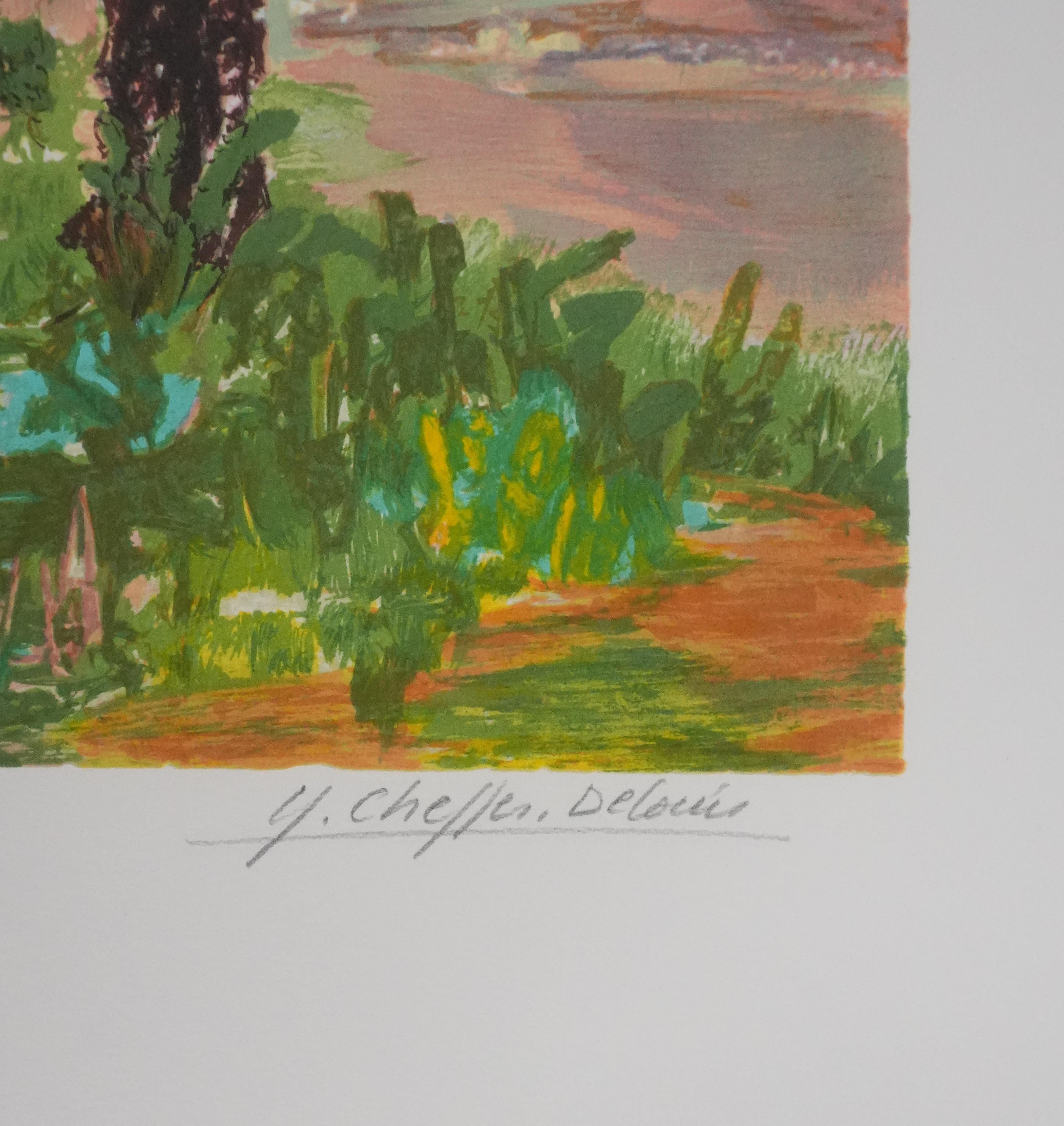 Tea Time - Original Handsigned Lithograph - Print by Yvonne Cheffer Delouis