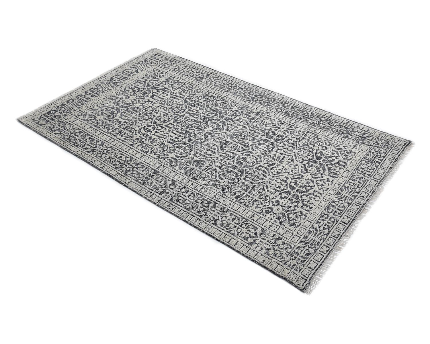 Indian Made Hand-Knotted Contemporary Transitional Area Rug For Sale 3