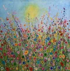 Todas las flores silvestres cantan, Óleo sobre lienzo, 100x100 cm, Arte original