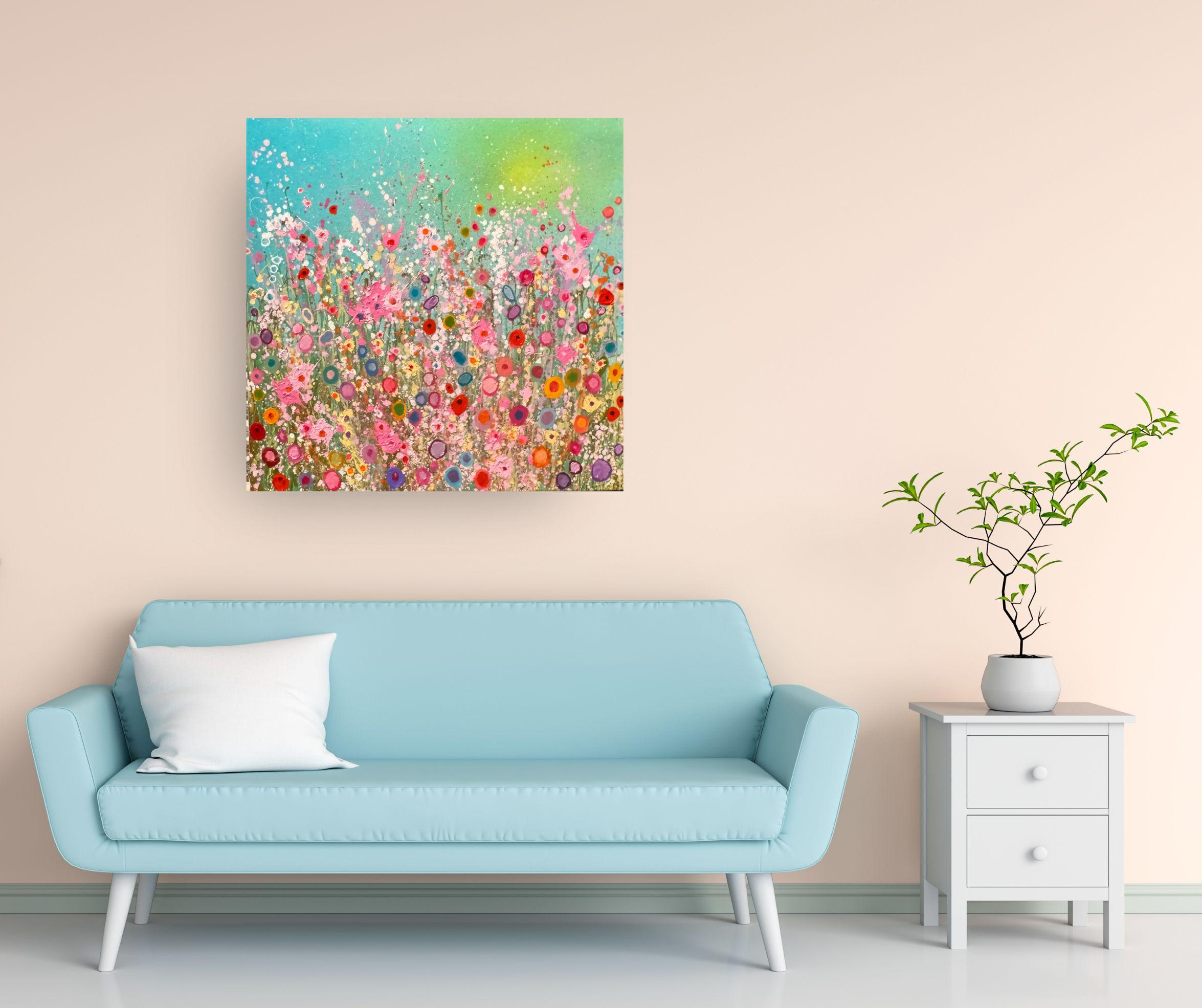 Beautiful You - floral abstrakte zeitgenössische Landschaft Ölgemälde zu verkaufen – Painting von Yvonne Coomber