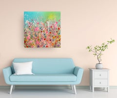 Beautiful You - floral abstract contemporary landscape oil painting for sale
