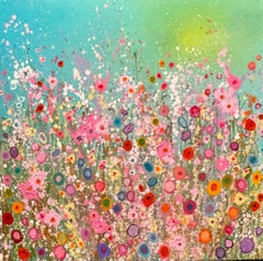 Beautiful You - floral abstract contemporary landscape oil painting for sale