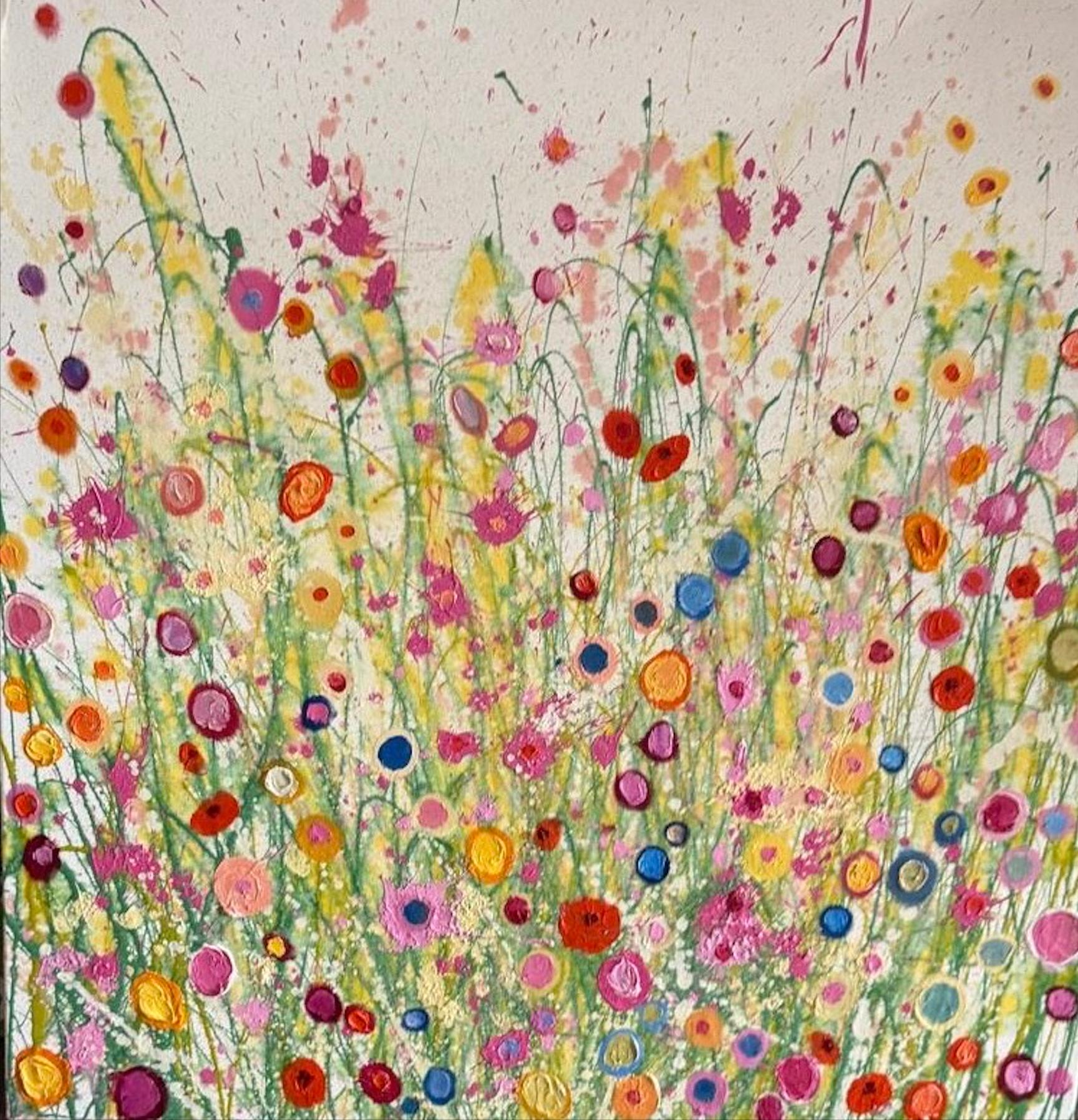 Yvonne Coomber Abstract Painting – Dreams Do Come Trueing - abstraktes florales Ölgemälde - zeitgenössisches Kunstwerk