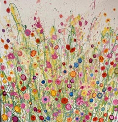 Les rêves deviennent réalité - peinture à l'huile abstraite et florale - œuvre d'art contemporain
