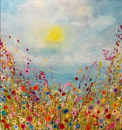 Gold Kisses the Ocean - abstract oil painting - contemporary artwork